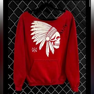 The Drive Clothing Line Apache Wide Neck Distressed Sweatshirt
